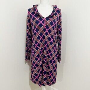 G Lifestyle Dress British Plaid Navy Belt Design Women's Size XL NWT